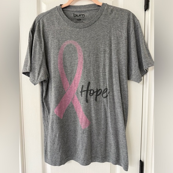 Burn Boot Camp Tops - Burn Women's Gray Hope Tee - Pink Ribbon